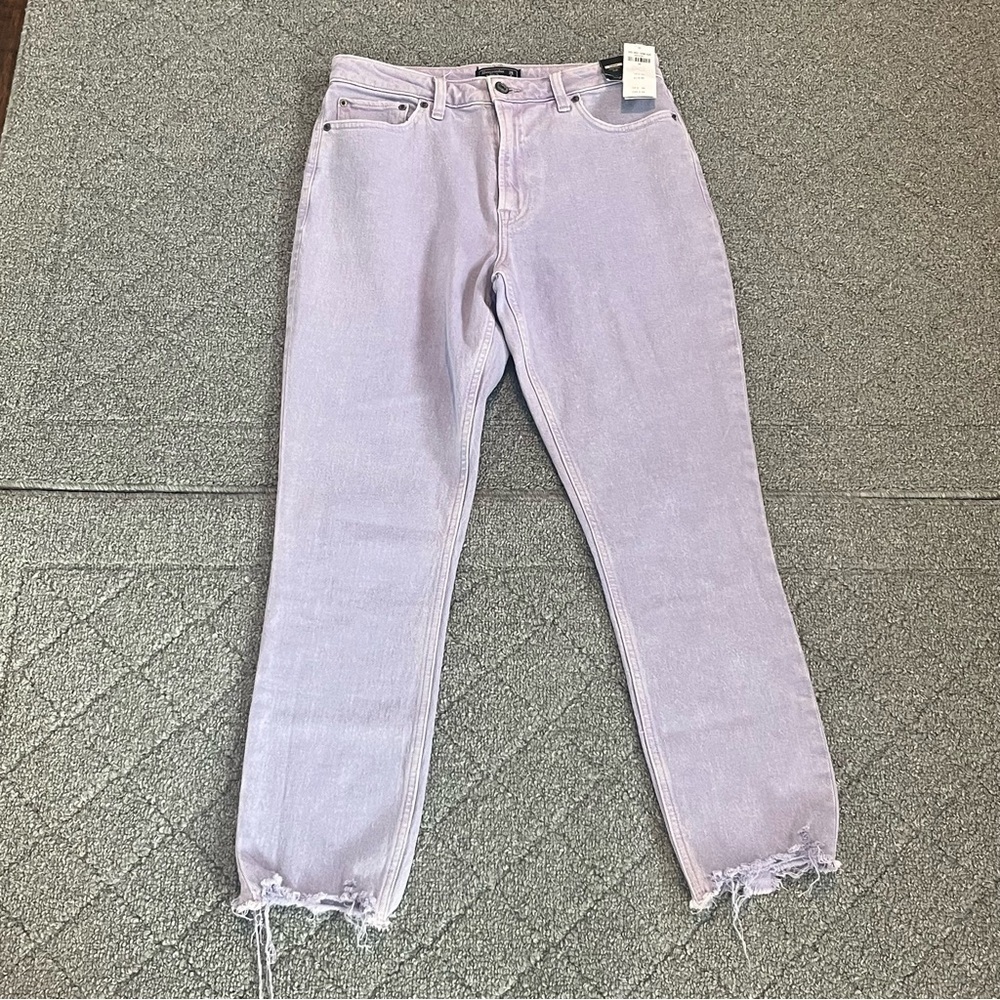 New Abercrombie & Fitch Jeans 28/6 Purple Simone High Rise Slim Denim Raw Hems